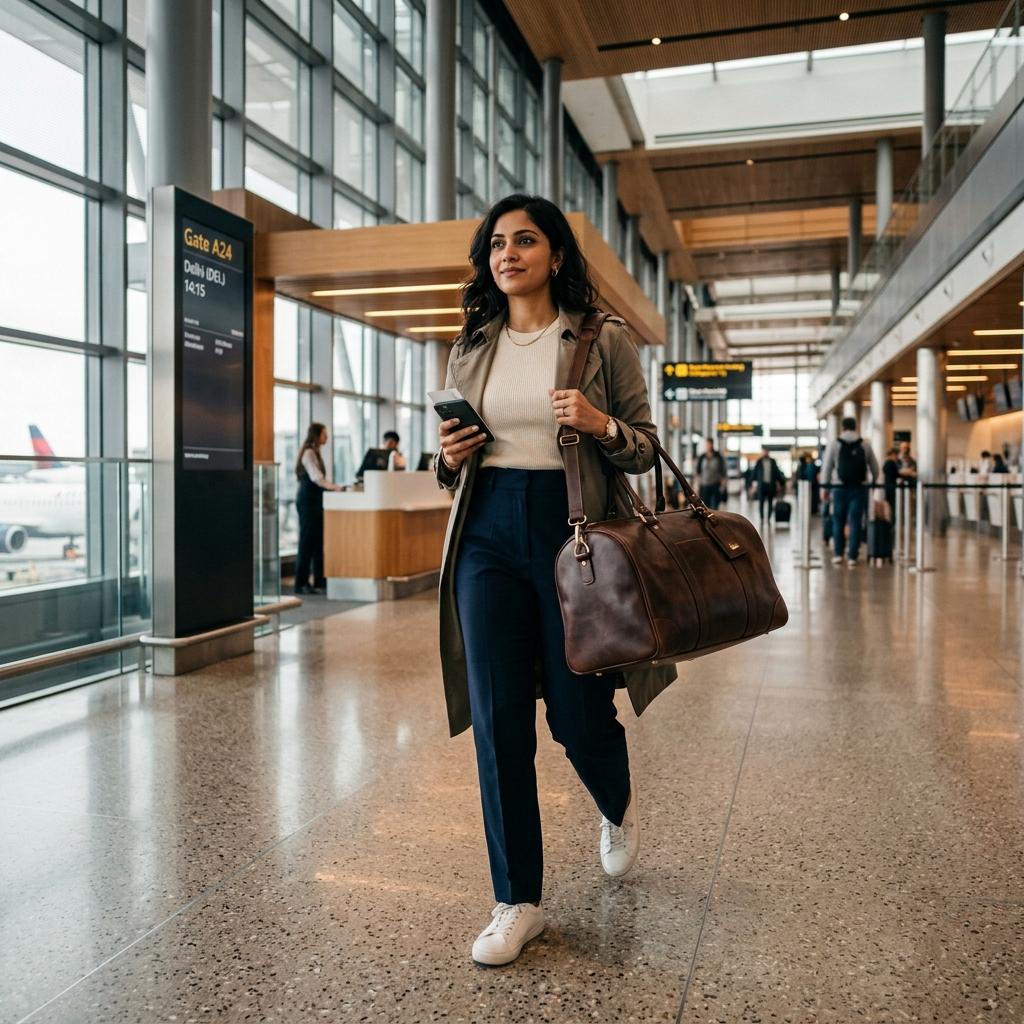 Indian woman traveling